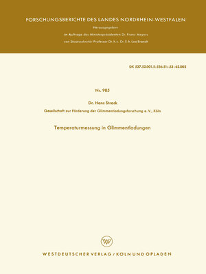 cover image of Temperaturmessung in Glimmentladungen